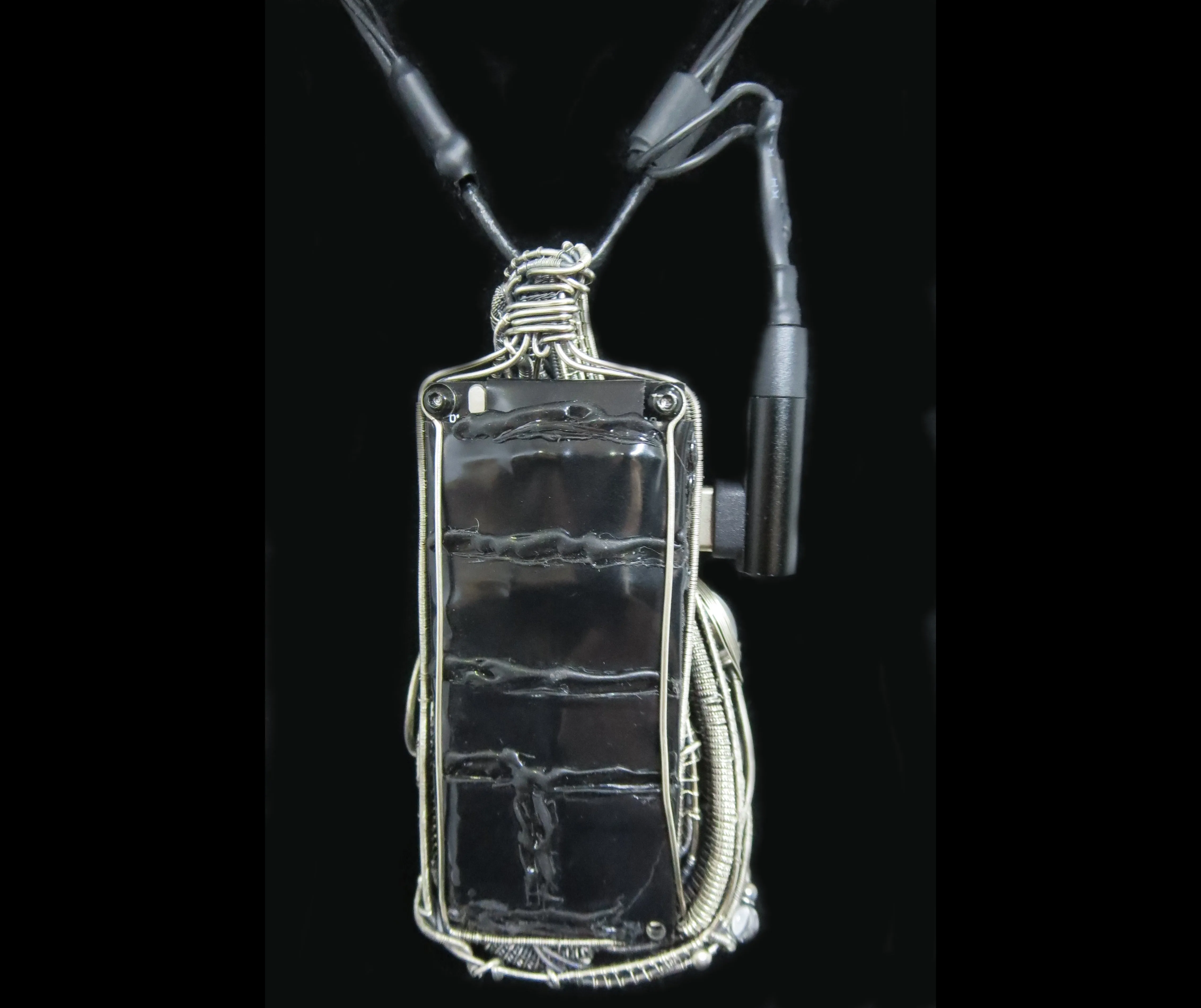 Sunrise-Sunset Steampunk/Cyberpunk Fusion Necklace in Sterling Silver with Upcycled Watch Parts & LEDs