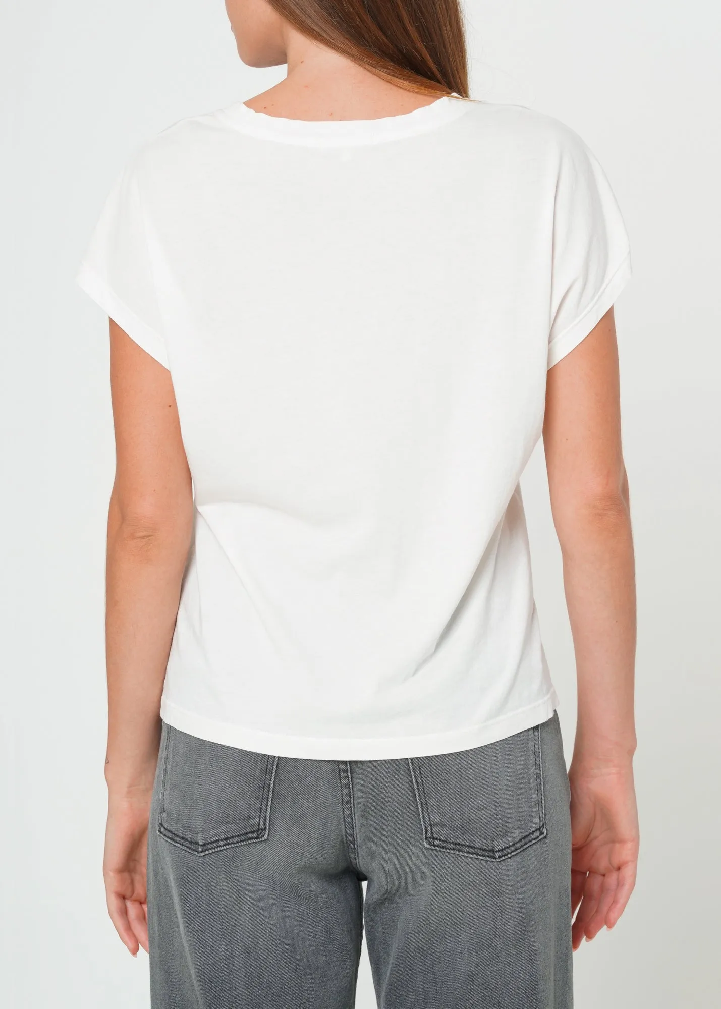 Supima Cotton Cap Sleeve V Neck Tee