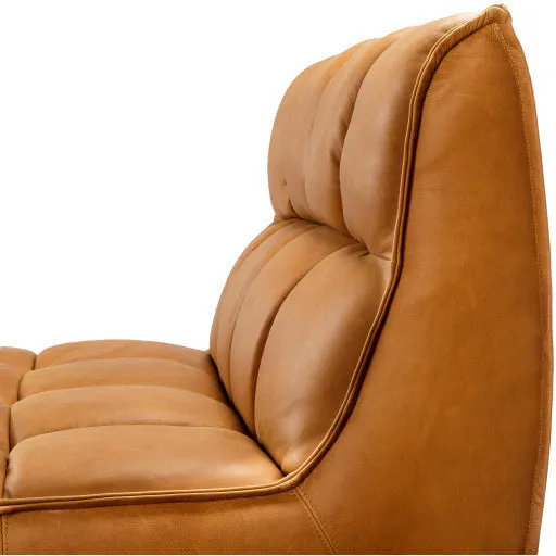 Surya Belfort Modern Channeled Cognac Brown Leather Accent Chair