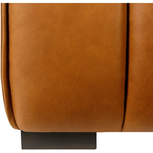 Surya Belfort Modern Channeled Cognac Brown Leather Accent Chair