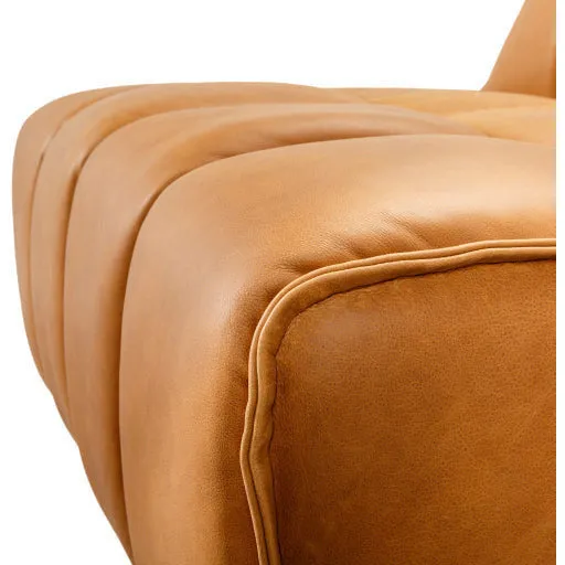 Surya Belfort Modern Channeled Cognac Brown Leather Accent Chair