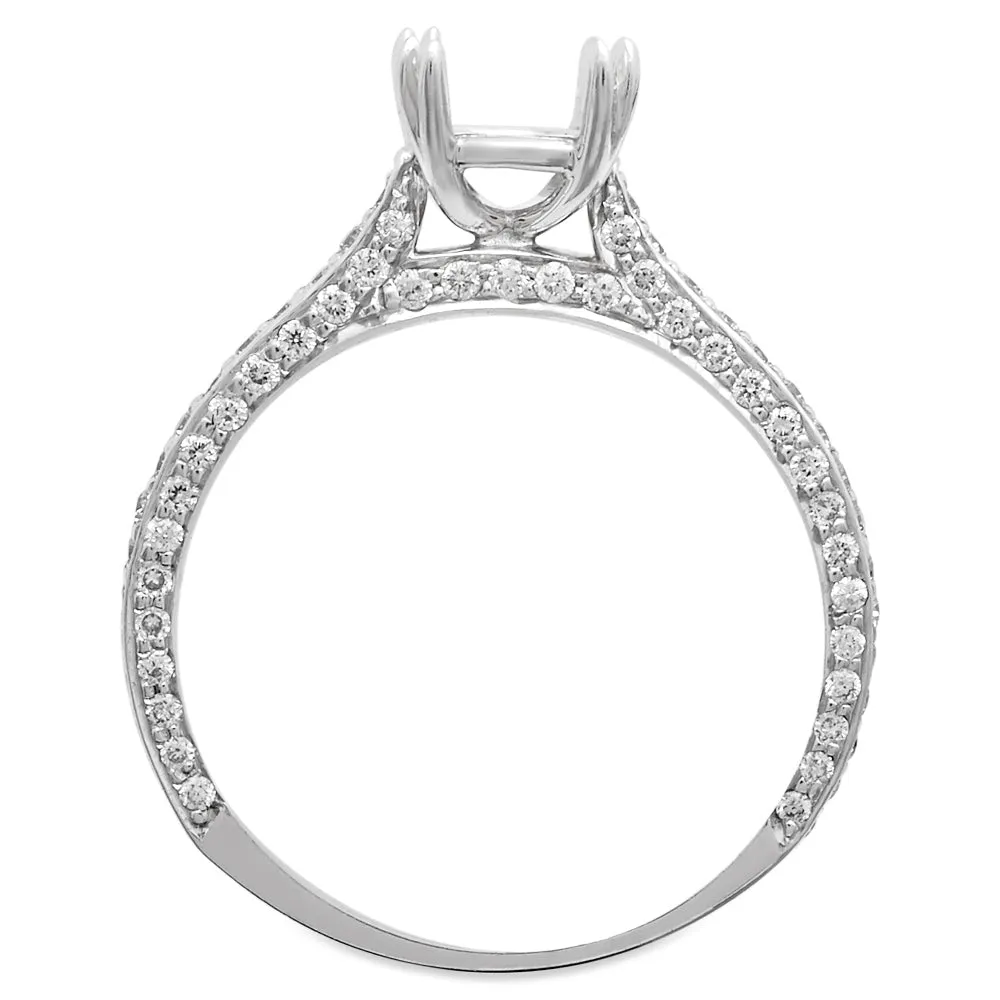 Svelte Micro Pave Detail Diamond Engagement Ring Setting 14K White Gold
