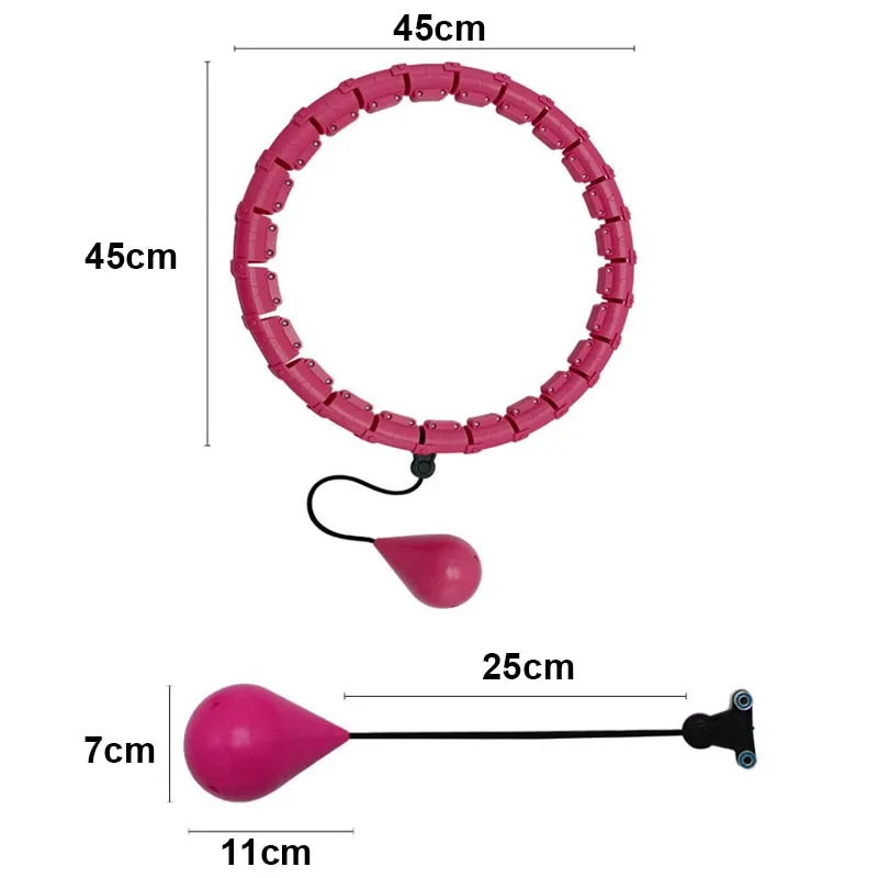 Sybiloo Smart Weighted Fit  Hula Hoop for Adults Weight Loss, 24 Detachable Knots, 2 in 1 Abdomen Fitness Massage, Great for Adults and Beginners