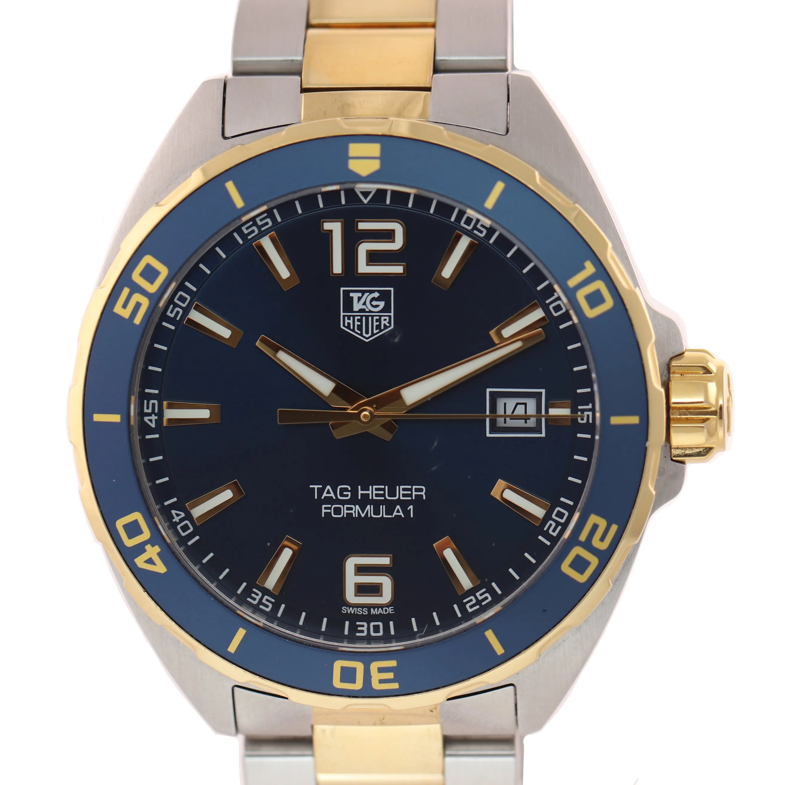 Tag Heuer Formula 1 WAZ1120 41mm Quartz Blue Steel Gold Two Tone Date Watch