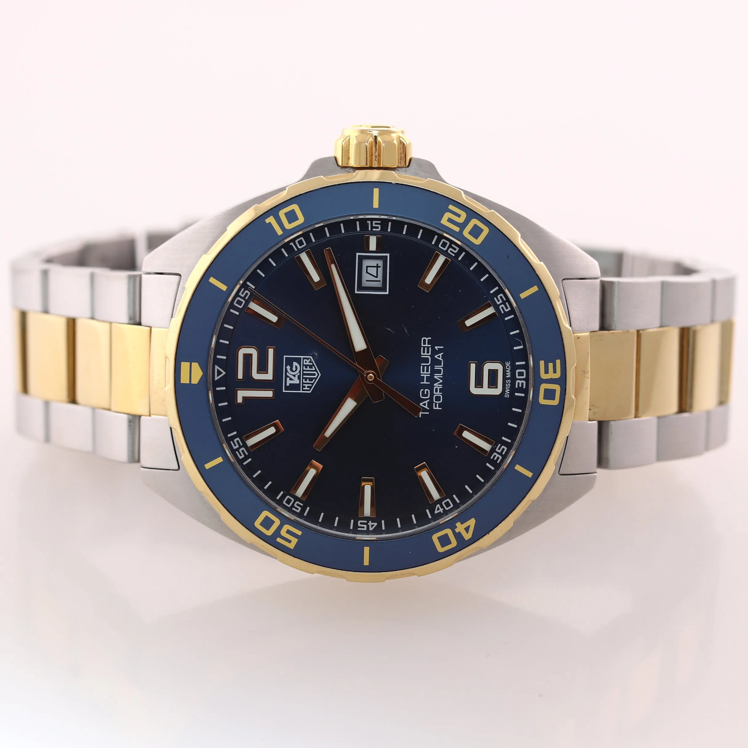 Tag Heuer Formula 1 WAZ1120 41mm Quartz Blue Steel Gold Two Tone Date Watch