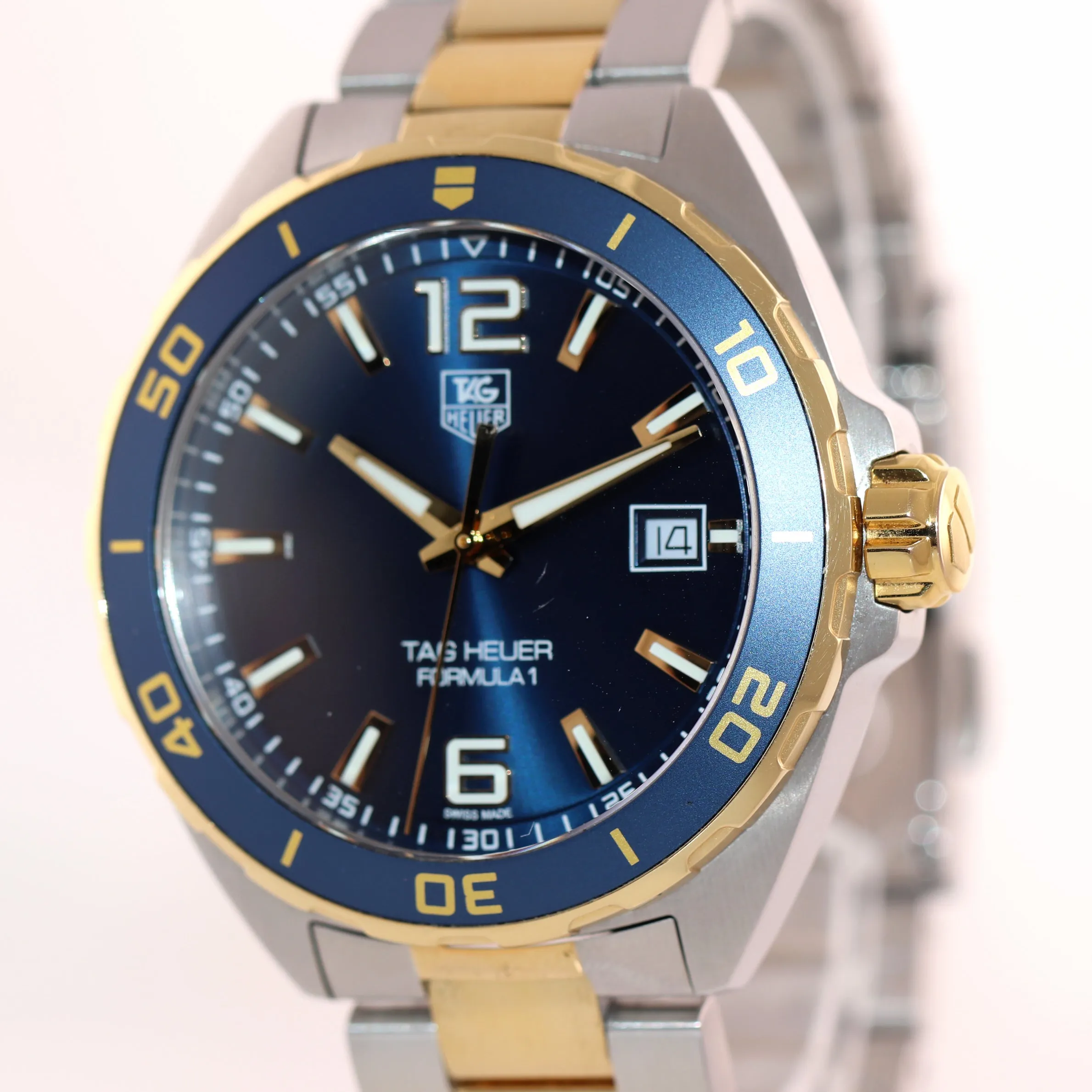 Tag Heuer Formula 1 WAZ1120 41mm Quartz Blue Steel Gold Two Tone Date Watch