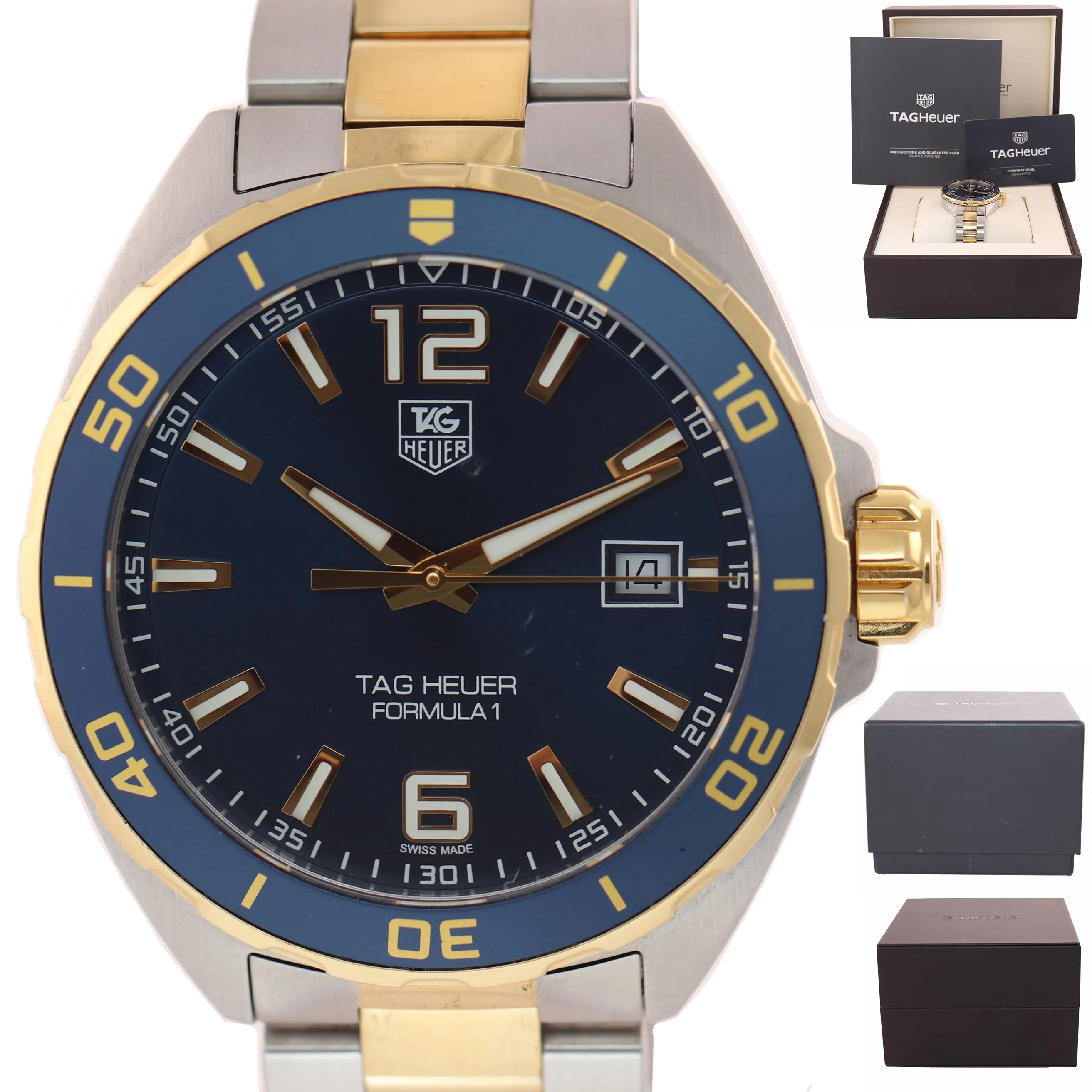 Tag Heuer Formula 1 WAZ1120 41mm Quartz Blue Steel Gold Two Tone Date Watch
