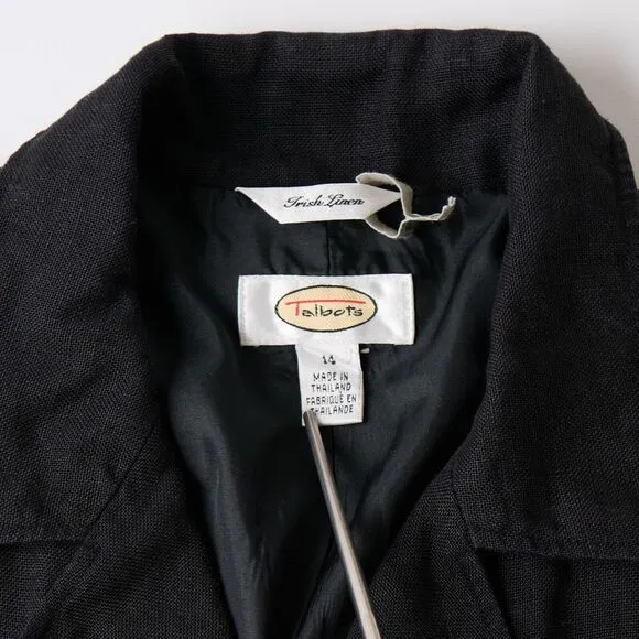 Talbots Coat Jacket Womens 14 Irish Linen Lagenlook Minamalist Travel Classic