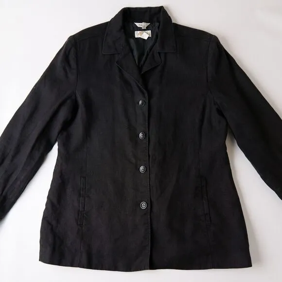 Talbots Coat Jacket Womens 14 Irish Linen Lagenlook Minamalist Travel Classic