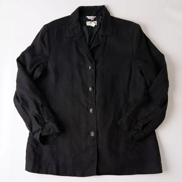 Talbots Coat Jacket Womens 14 Irish Linen Lagenlook Minamalist Travel Classic