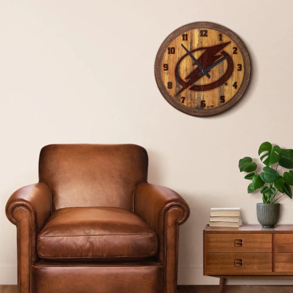 Tampa Bay Lightning: Branded "Faux" Barrel Top Wall Clock