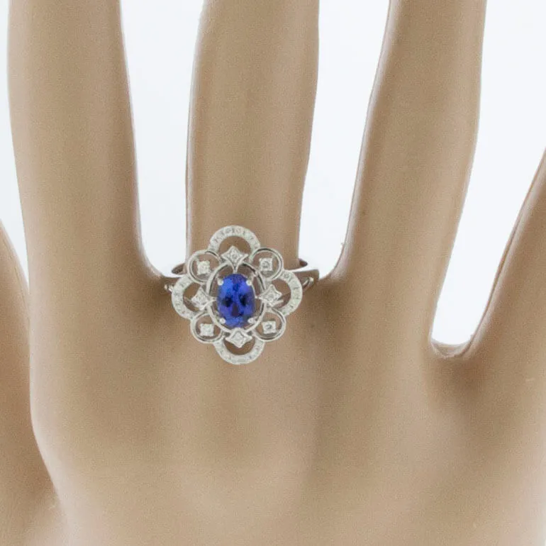 Tanzanite and Diamond Intricately Detailed Ring