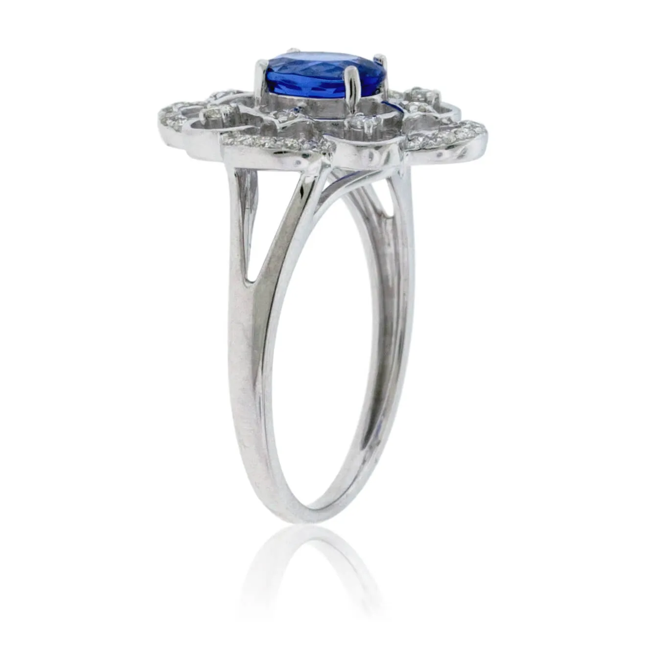Tanzanite and Diamond Intricately Detailed Ring