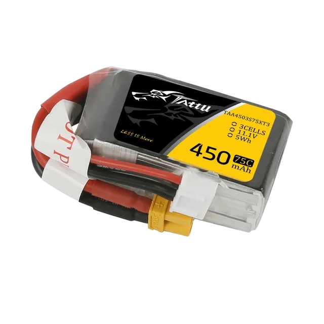 Tattu 11.1V 75C 3S 450mAh Lipo Battery Pack with XT30 Plug