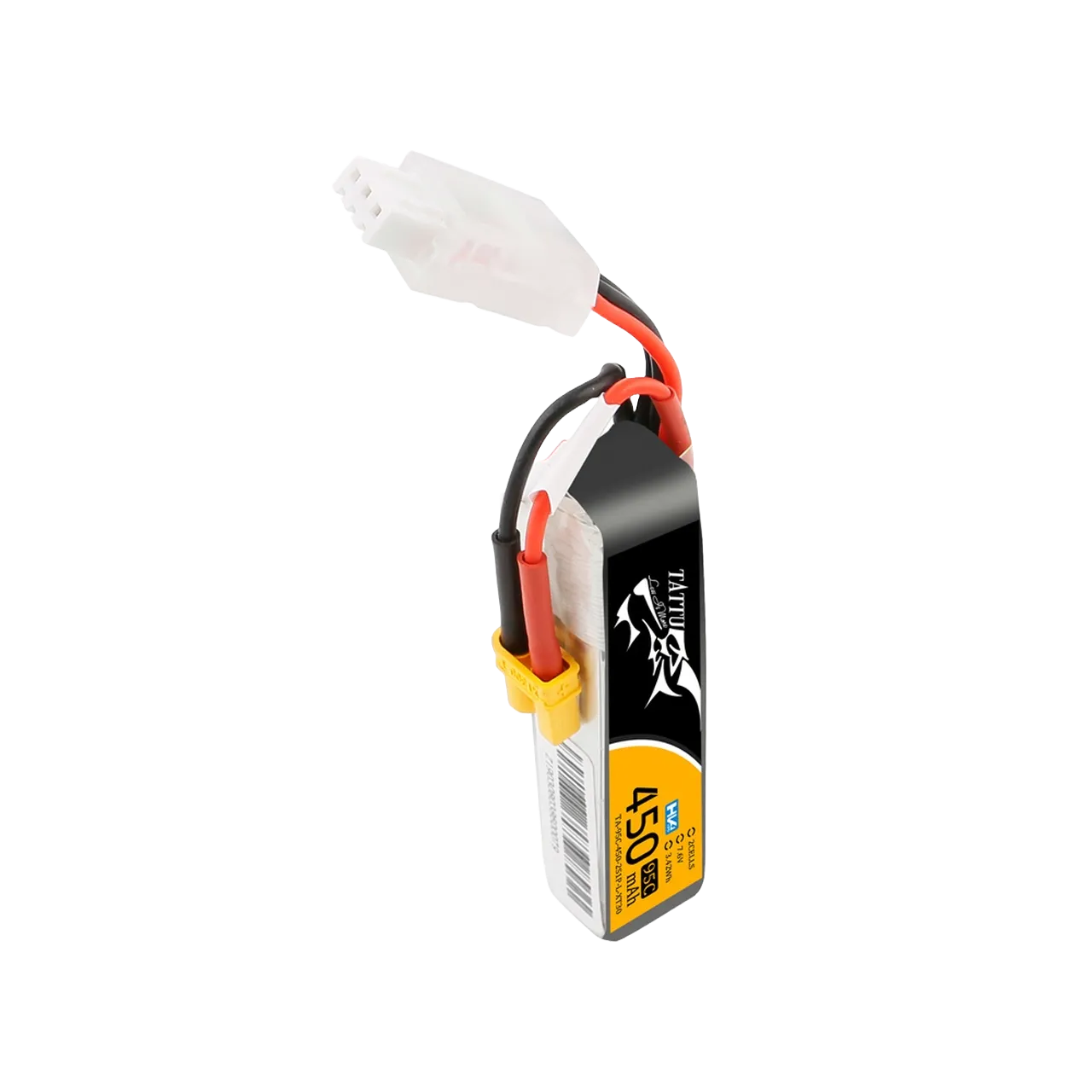 Tattu 450mAh 7.6V High Voltage 95C 2S1P Lipo Battery Pack with XT30 Plug - Long Pack