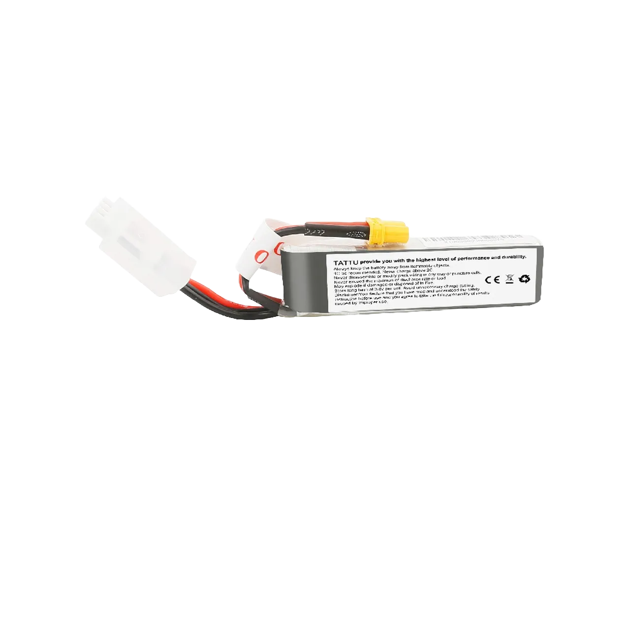 Tattu 450mAh 7.6V High Voltage 95C 2S1P Lipo Battery Pack with XT30 Plug - Long Pack