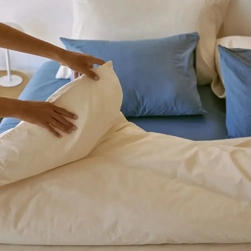 Tavira Washed Cotton Duvet Cover - Blue