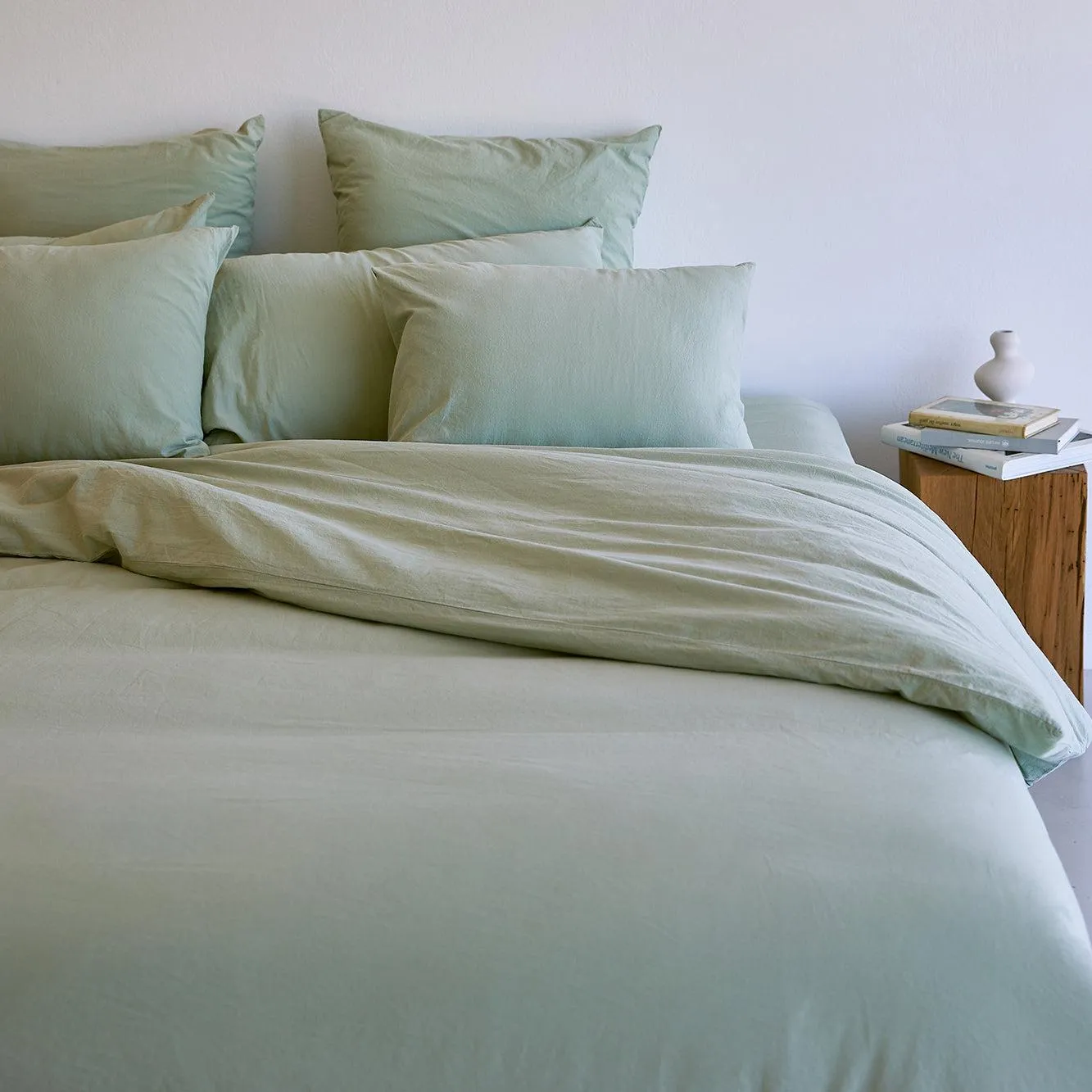 Tavira Washed Cotton Duvet Cover - Khaki Green
