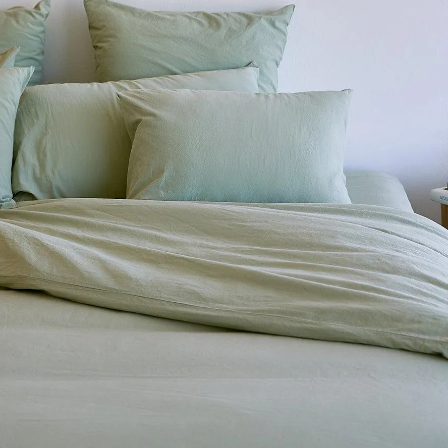 Tavira Washed Cotton Duvet Cover - Khaki Green