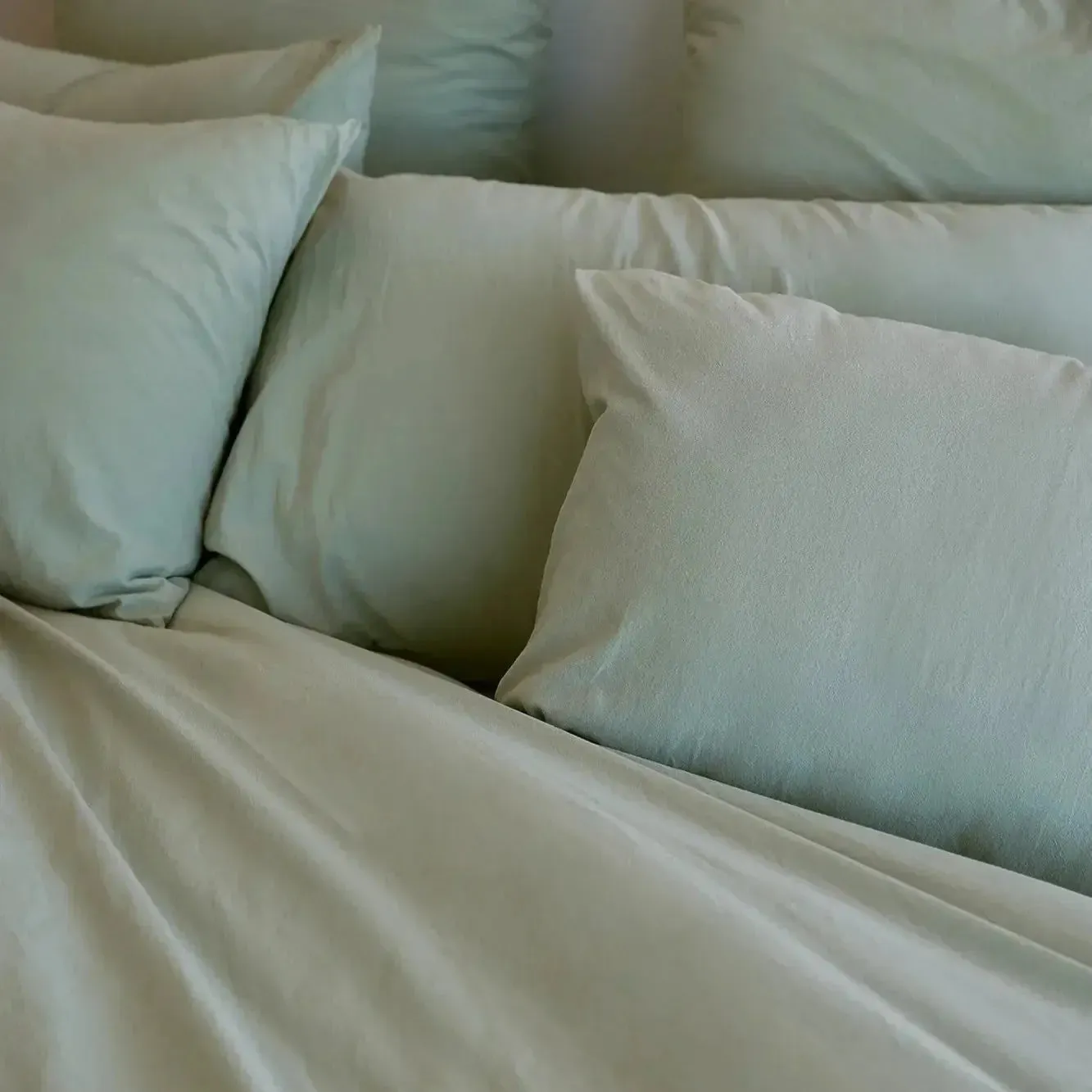 Tavira Washed Cotton Duvet Cover - Khaki Green