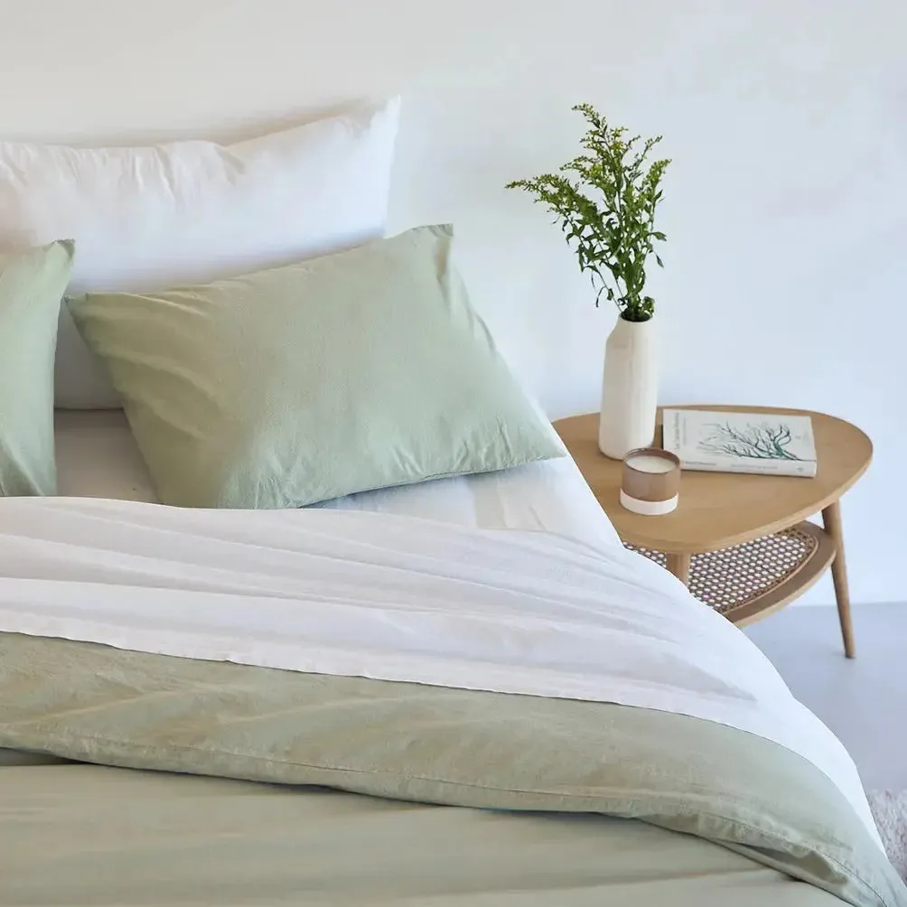 Tavira Washed Cotton Duvet Cover - Khaki Green
