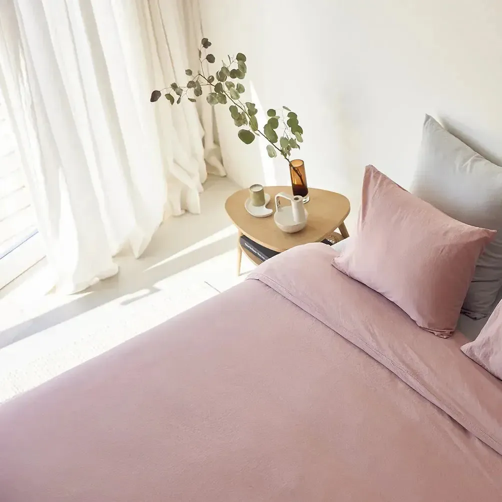 Tavira Washed Cotton Duvet Cover - Pink