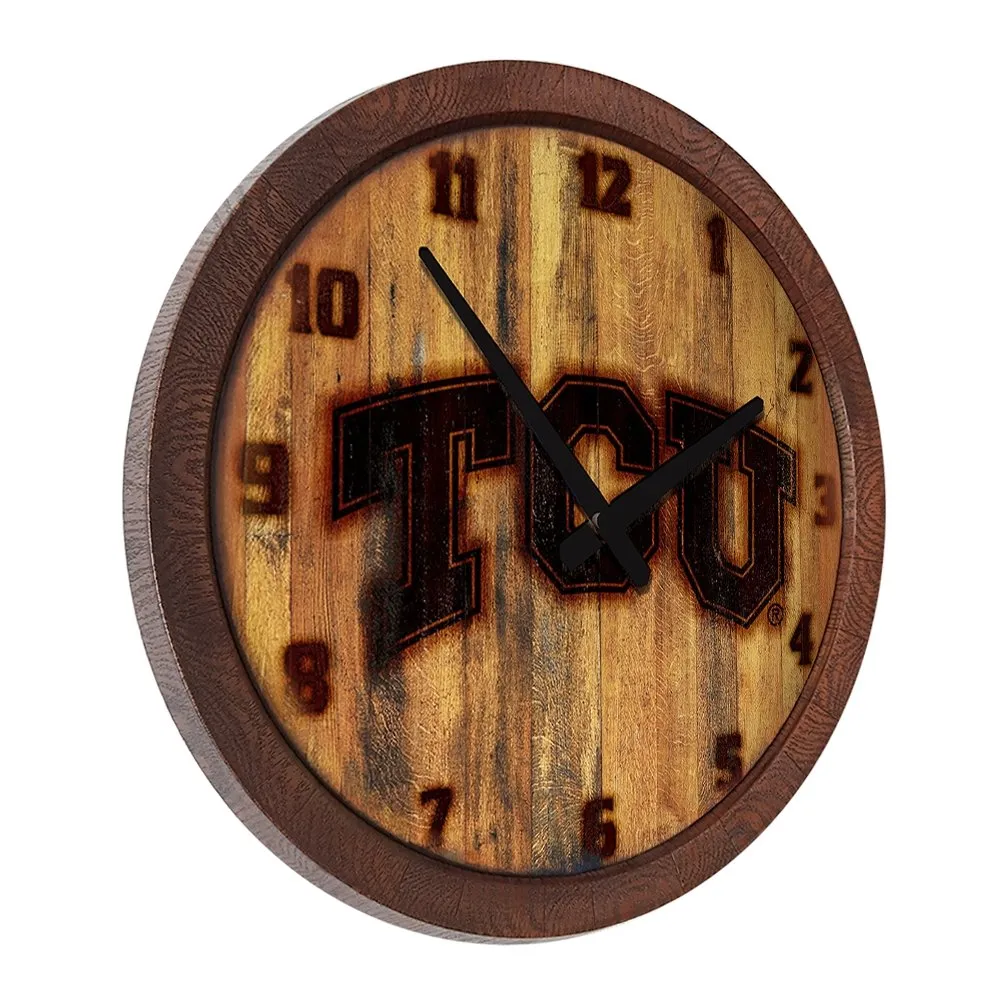 TCU Horned Frogs: Branded "Faux" Barrel Top Wall Clock