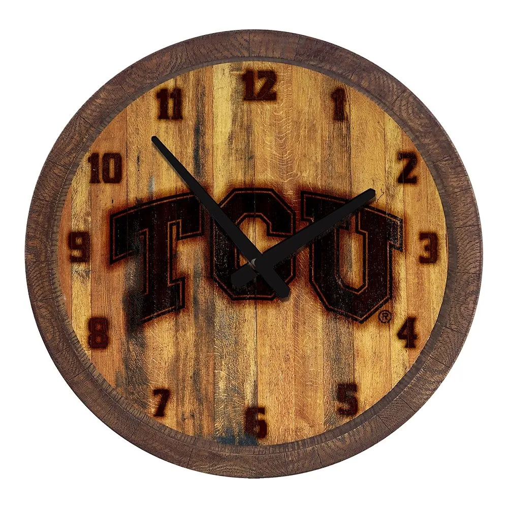 TCU Horned Frogs: Branded "Faux" Barrel Top Wall Clock