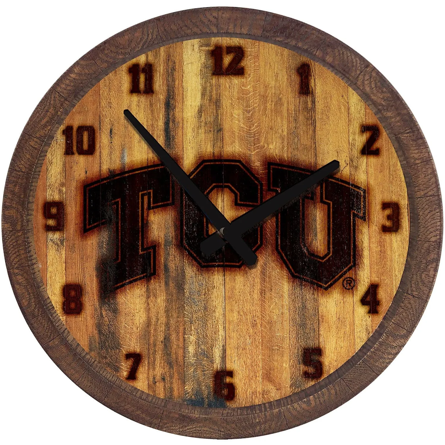 TCU Horned Frogs: Branded "Faux" Barrel Top Wall Clock