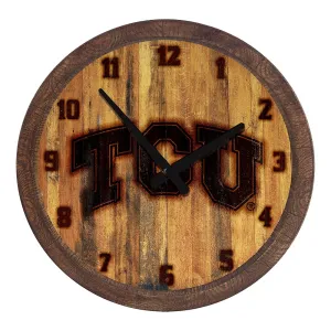 TCU Horned Frogs: Branded "Faux" Barrel Top Wall Clock