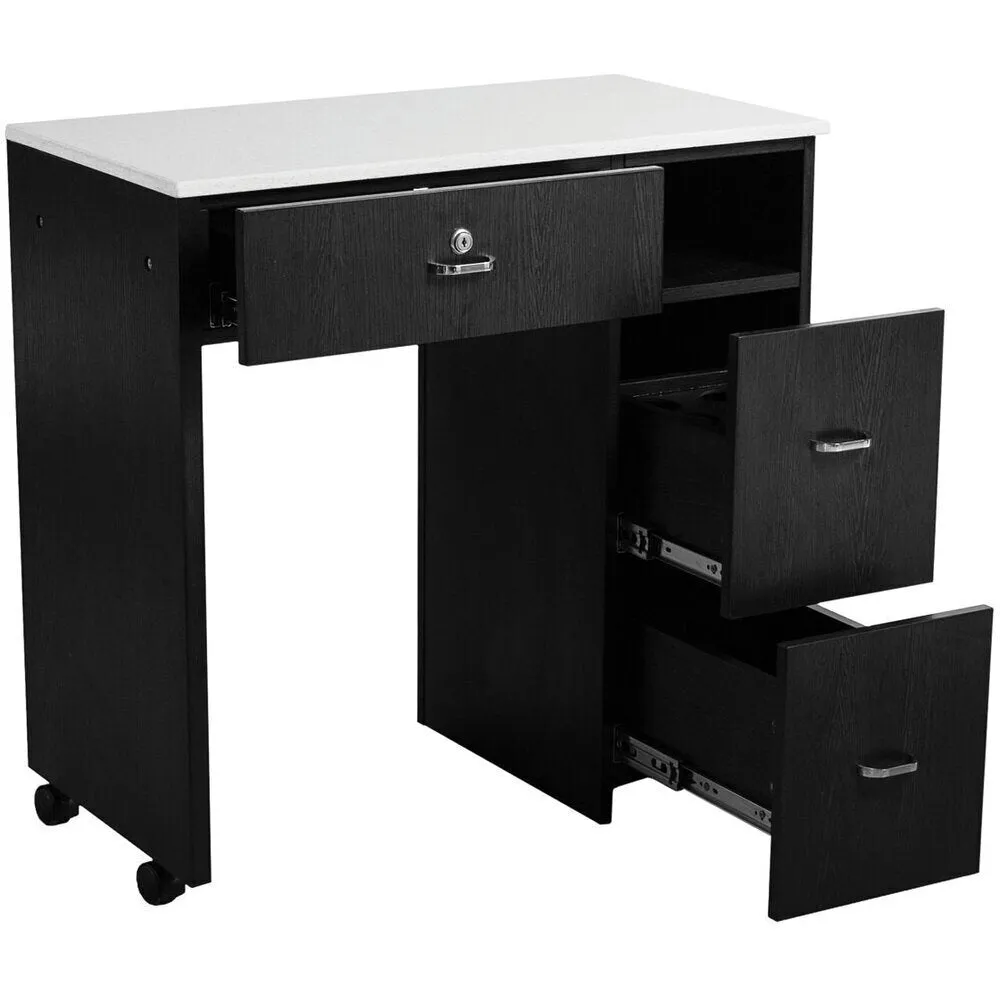 Tempo NM904 Single Compact Manicure Table with White Quartz Top / Available in Black or Gray by Whale Spa