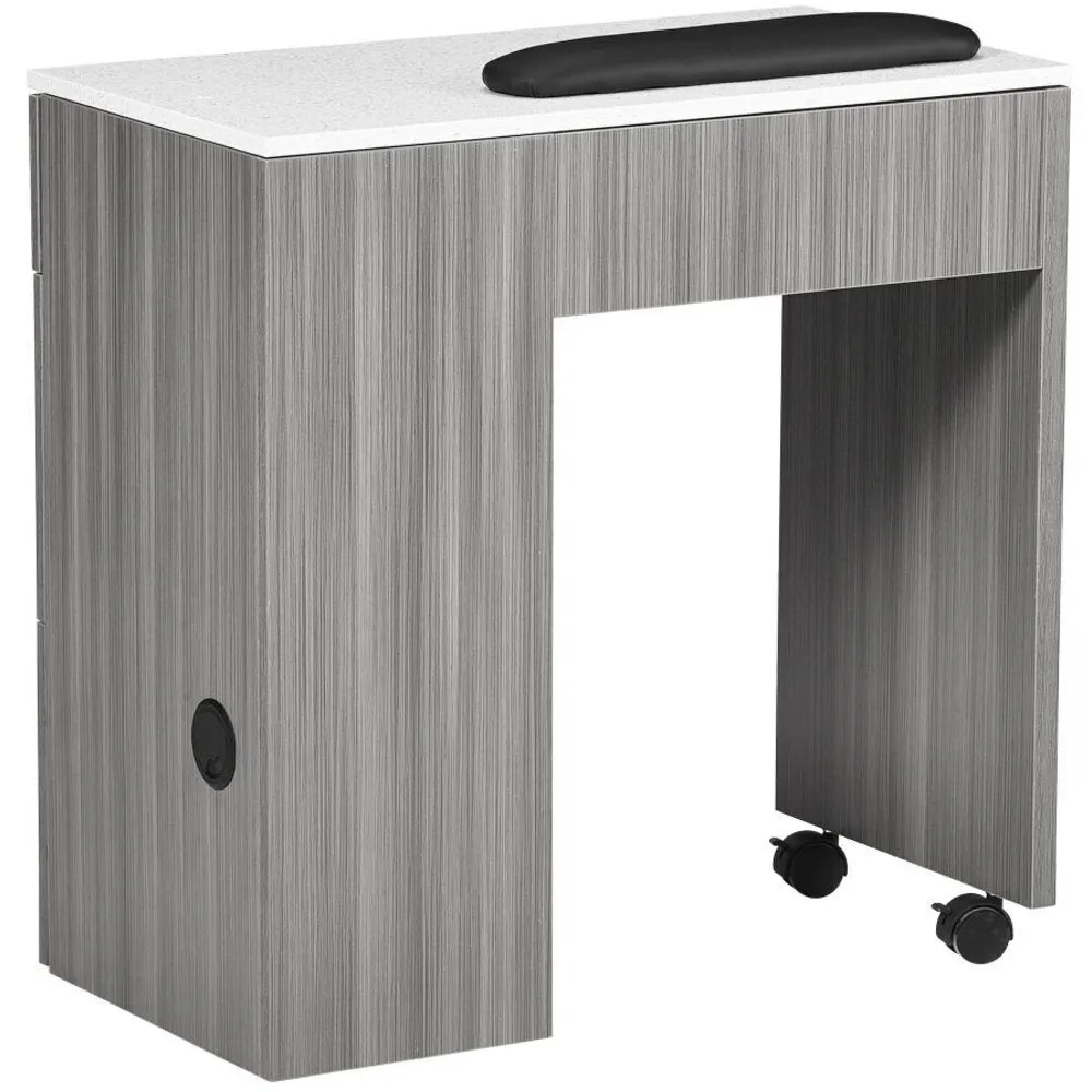 Tempo NM904 Single Compact Manicure Table with White Quartz Top / Available in Black or Gray by Whale Spa