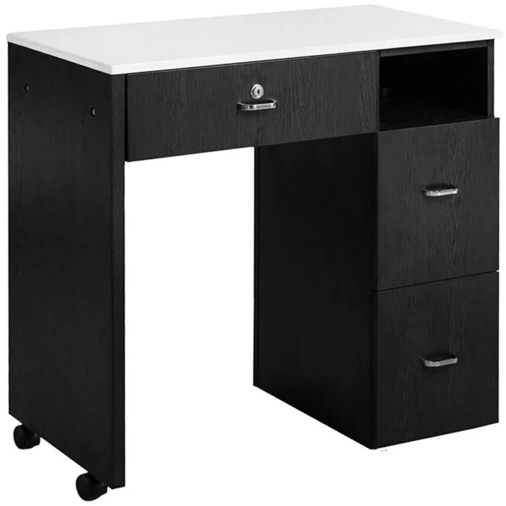 Tempo NM904 Single Compact Manicure Table with White Quartz Top / Available in Black or Gray by Whale Spa