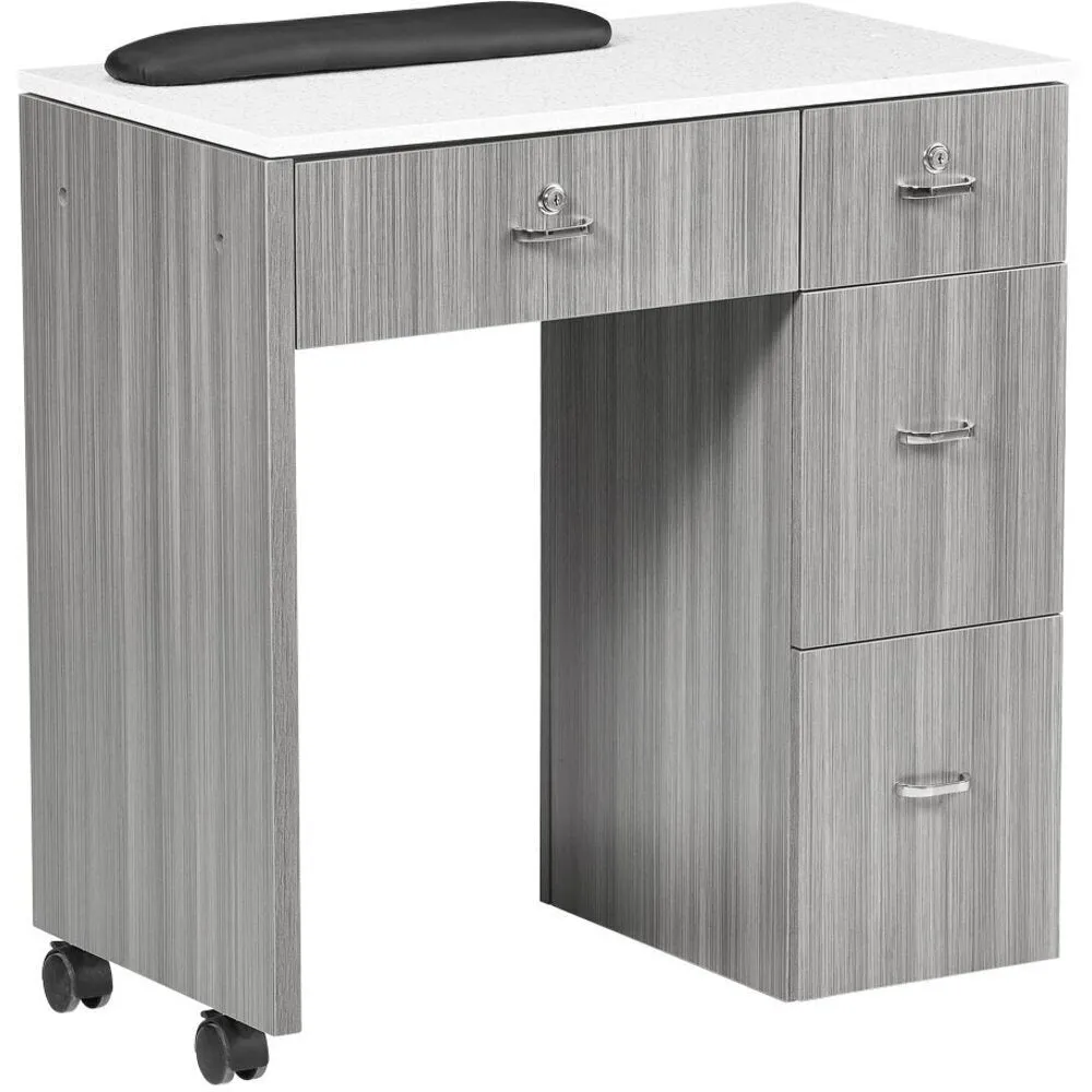 Tempo NM904 Single Compact Manicure Table with White Quartz Top / Available in Black or Gray by Whale Spa