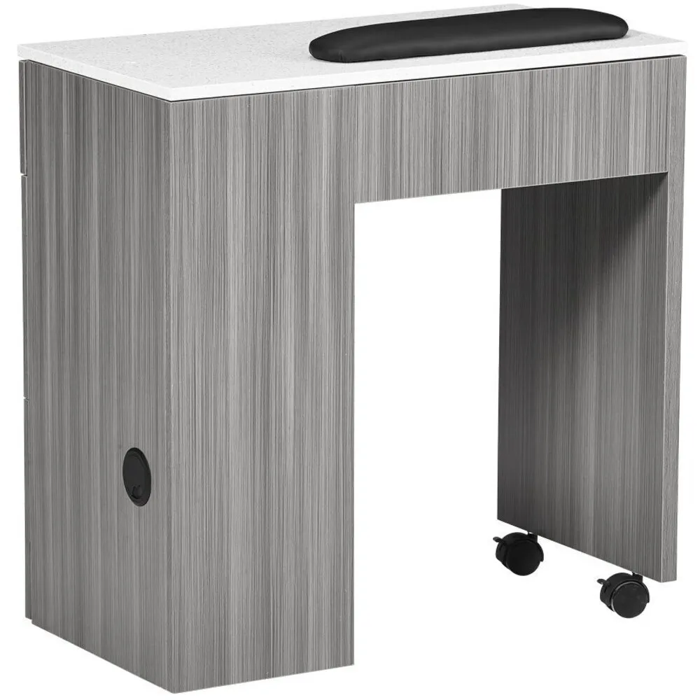 Tempo NM904 Single Compact Manicure Table with White Quartz Top / Available in Black or Gray by Whale Spa