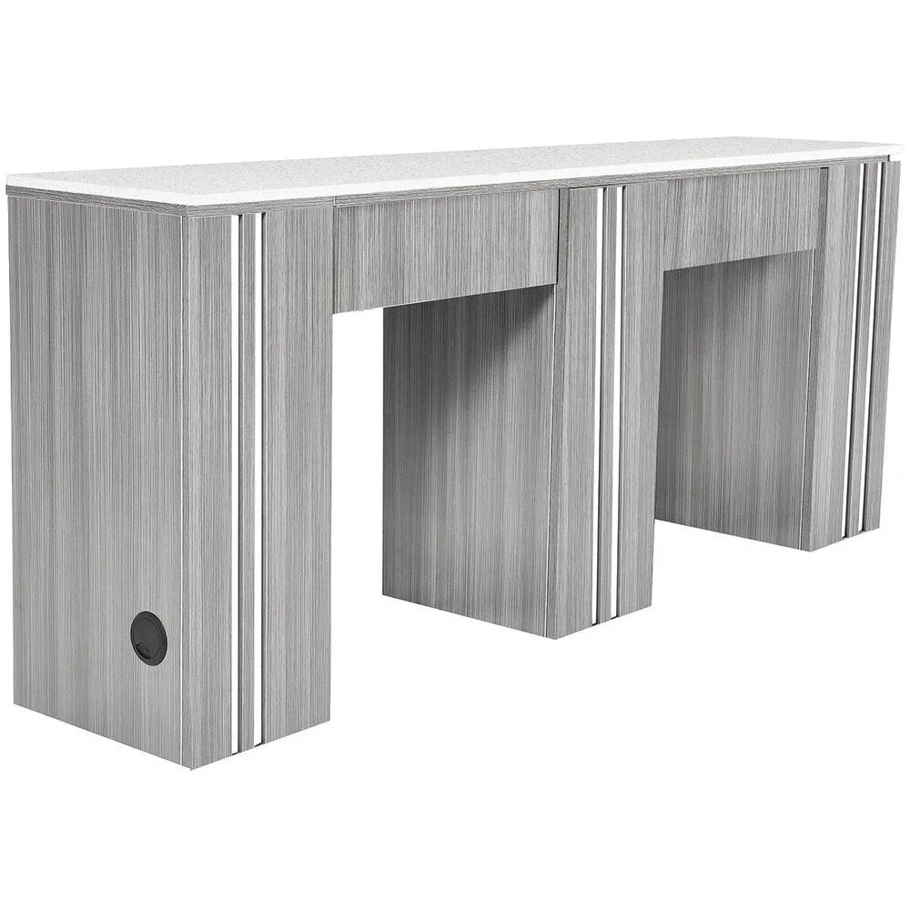 Tempo NM906D Double Manicure Table with White Quartz Top / Available in Black, White or Gray by Whale Spa