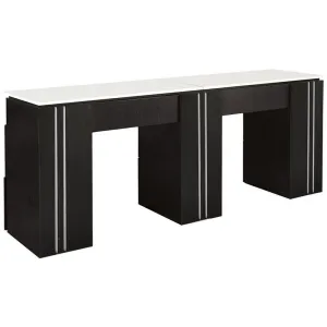 Tempo NM906D Double Manicure Table with White Quartz Top / Available in Black, White or Gray by Whale Spa