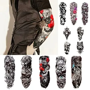 Temporary Tattoo Sleeves fake tattoos that look real and last long 12 Sheets