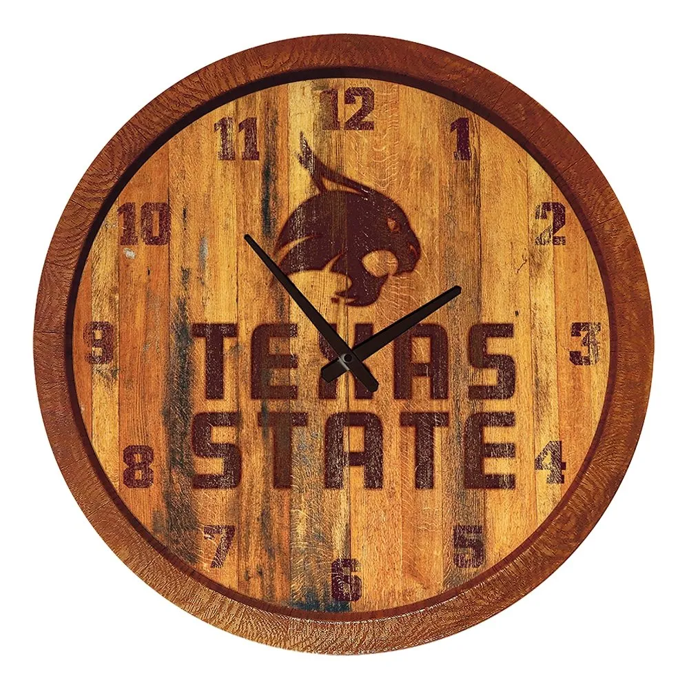 Texas State Bobcats: Branded "Faux" Barrel Top Wall Clock