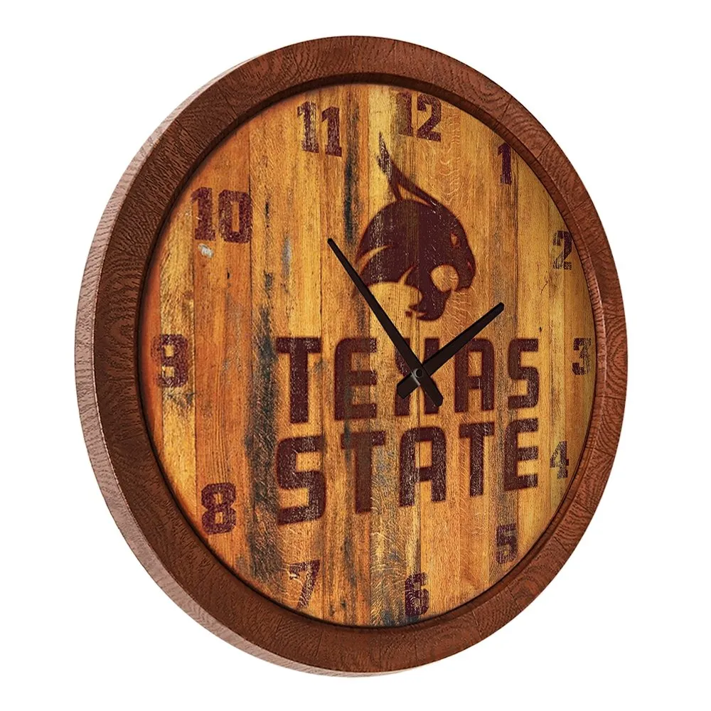 Texas State Bobcats: Branded "Faux" Barrel Top Wall Clock