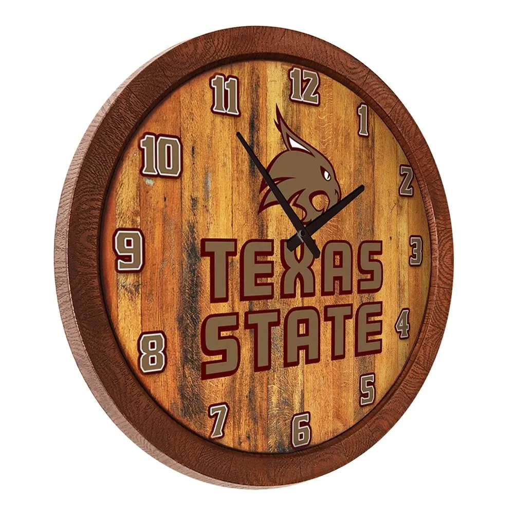 Texas State Bobcats: "Faux" Barrel Top Wall Clock