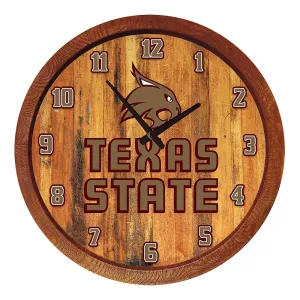 Texas State Bobcats: "Faux" Barrel Top Wall Clock