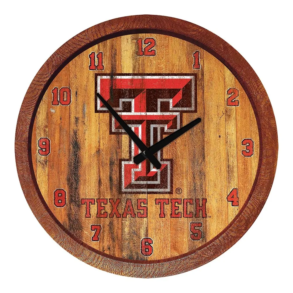 Texas Tech Red Raiders: Weathered "Faux" Barrel Top Wall Clock