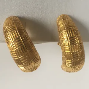 Textured Gold Plated Clip Earrings