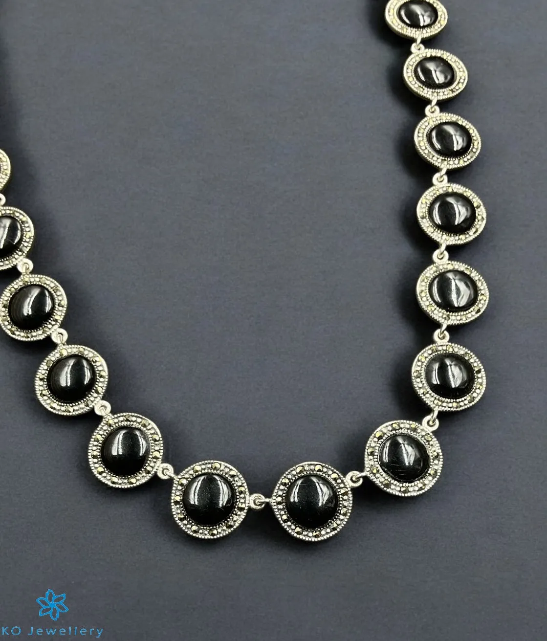 The Black Circlet Silver Marcasite Necklace