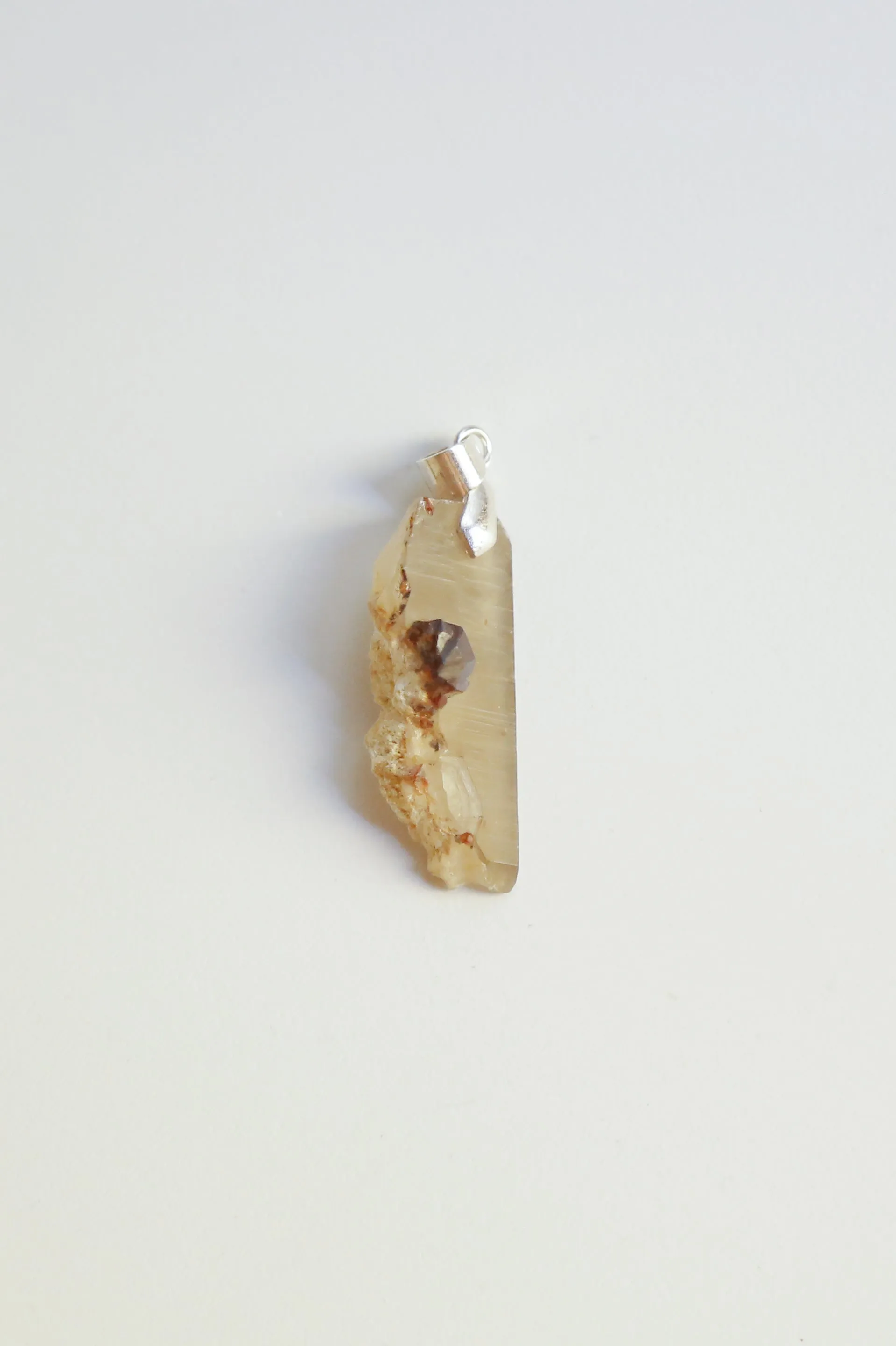 The Eye Quartz Pendant with Garnet - Specimen Class Crystal