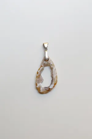 The Geode Agate with Lined Quartz Crystals Pendant - Specimen Class Crystal