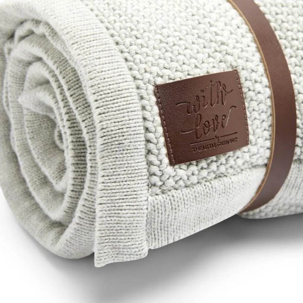 THE LITTLE GREEN SHEEP Organic Knitted Fleece Baby Blanket - Dove