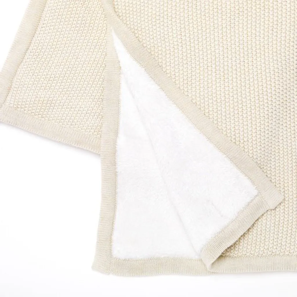 THE LITTLE GREEN SHEEP Organic Knitted Fleece Baby Blanket - Linen