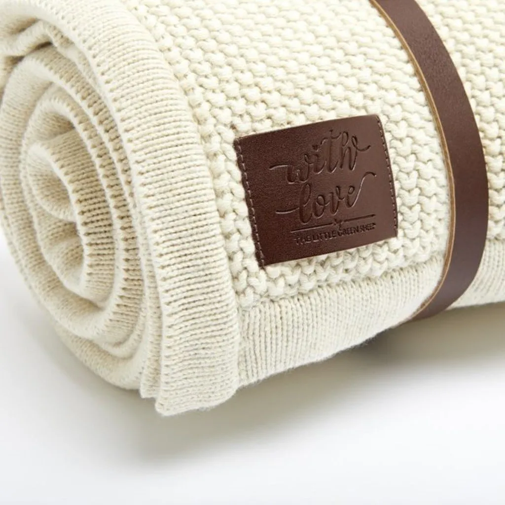 THE LITTLE GREEN SHEEP Organic Knitted Fleece Baby Blanket - Linen